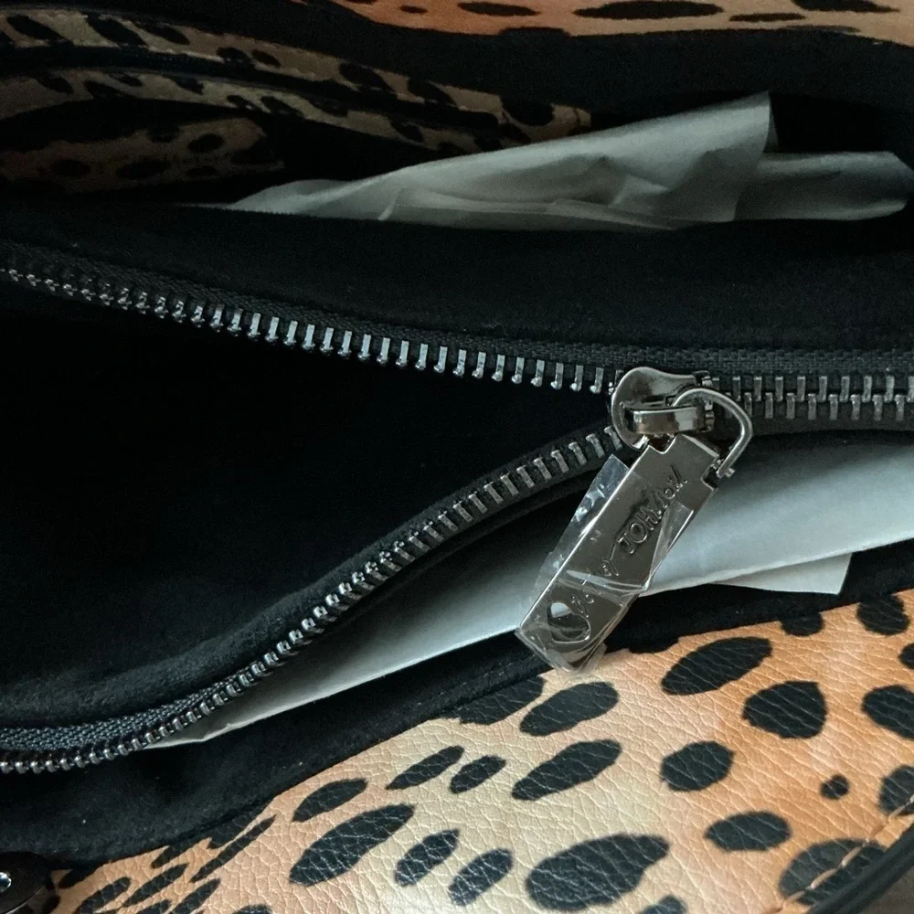 Betsy Johnson On the Prowl Leopard Print Tote Bag Faux Leather Chain Handles